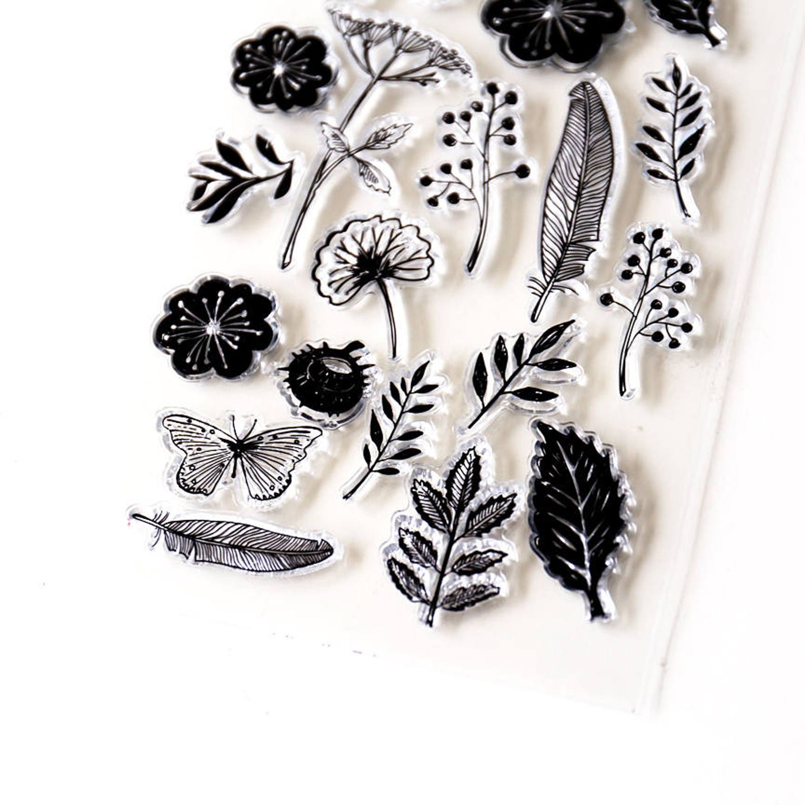 Floral Clear Rubber Stamps/flower Garden Rubber Stamp/planner Etsy
