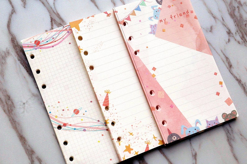 Cute Planner Inserts/colorful Grids and Lines Filofax A6 Etsy