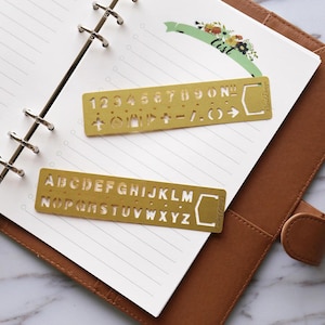 Number Brass stencil, metal letter Stencil,Drawing Ruler,Custom engrave ruler, metal bookmark, Back to School,travelers notebook accessories