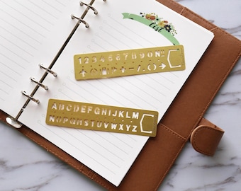 Number Brass stencil, metal letter Stencil,Drawing Ruler,Custom engrave ruler, metal bookmark, Back to School,travelers notebook accessories