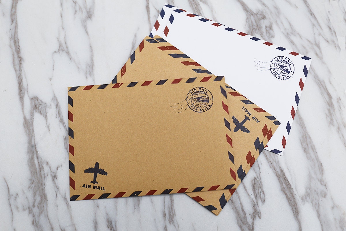 Wiskundige Veroveraar afgewerkt Kraft Airmail Wedding Envelope /white Airpmail Envelopes - Etsy