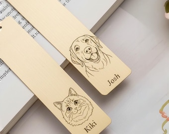 Custom Pet Portait Brass Bookmark, Personalized Gift for Pet Owners &Friends, Traveler notebook clip Unique Page Marker, Custom Pet bookmark