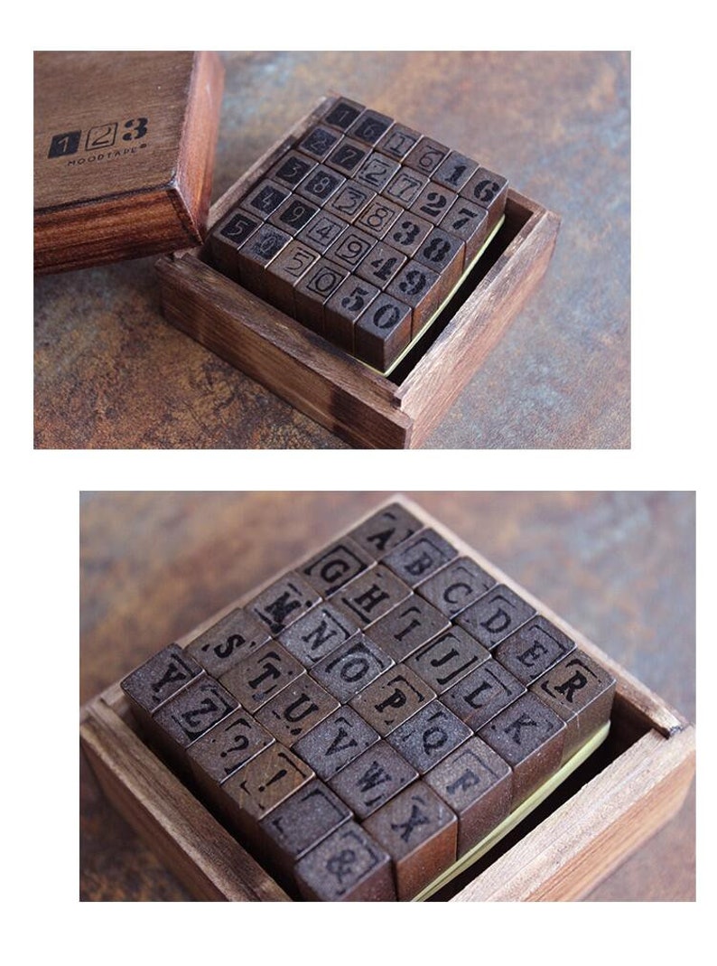 Vintage Set de Stamp Alphabet nombre / bois numéro de timbre | Etsy