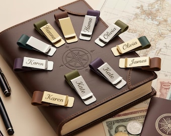 Custom Brass Bookmark Pen Loop, Personalized Gift for Book Lovers, Traveler notebook book clip Unique Page Marker, Custom Name Pen Loop