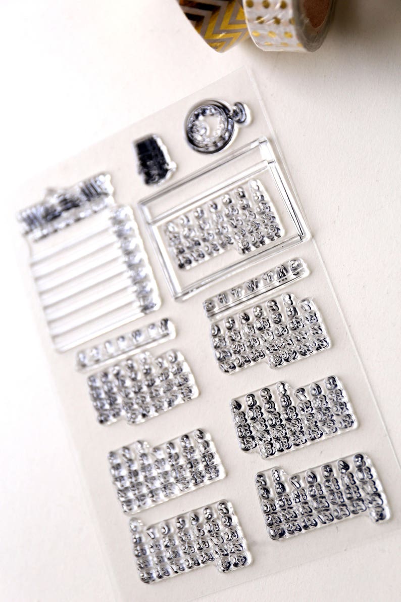 Calendar Clear rubber Stamps/Planner Stamps/Stamp Set/Food Stamps/Planning accessory/ image 8