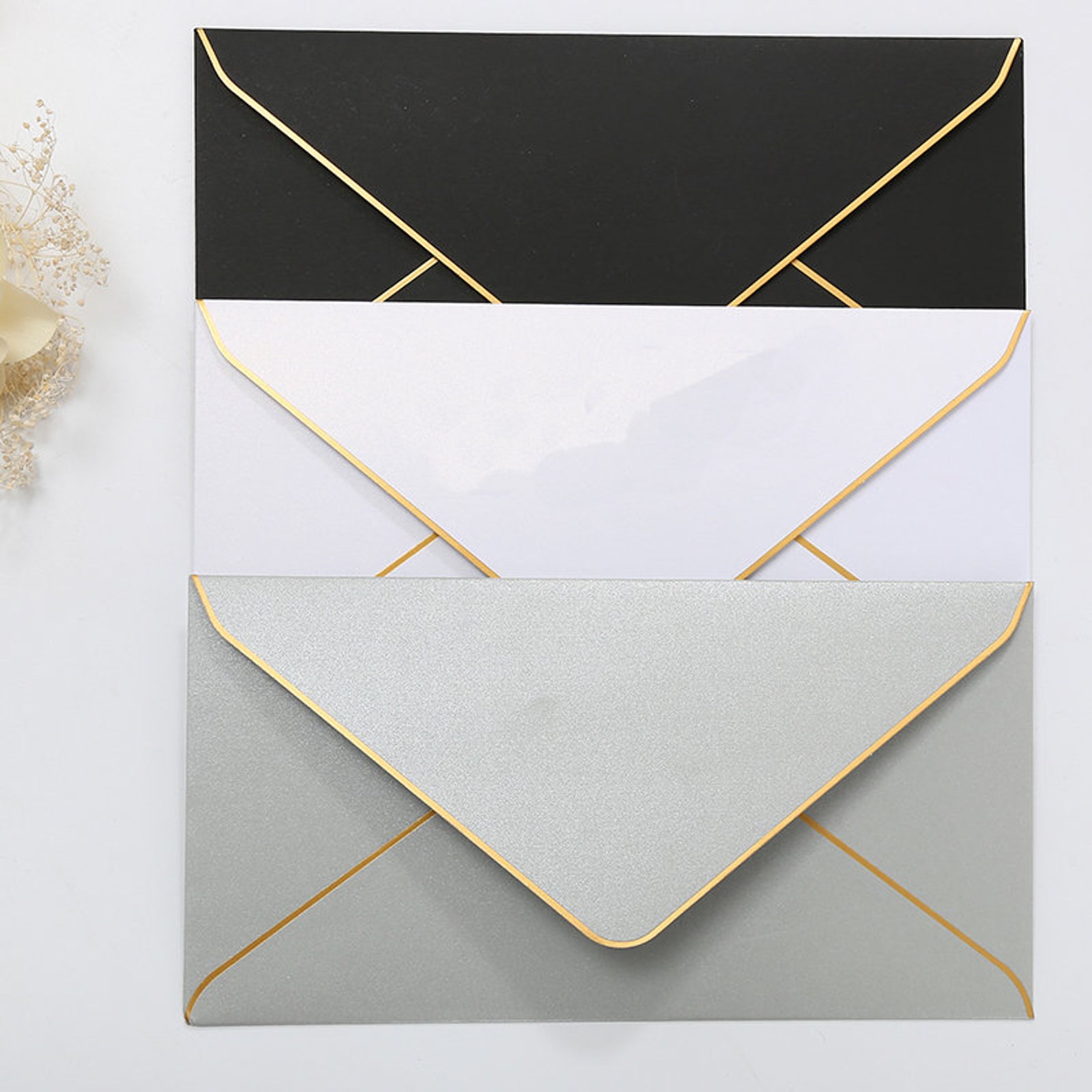 5 Colors Gold Foil Bordered Envelope /colorful Invitation Etsy UK