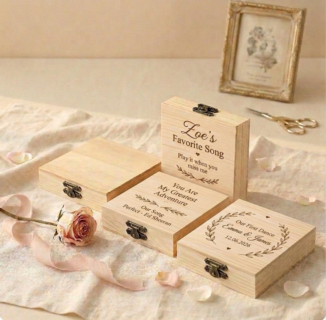 Personalized Wedding Memory Box, Custom Song Box, Wooden Keepsake Box ...