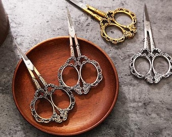 Floral Embroidery Scissors， Flower Scissors， Custom engrave Rose Gold Scissors，Vintage Style Scissors，