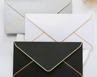 5 colors Gold Foil Bordered Envelope /colorful invitation  envelope  /Light green envelopes for wedding /colorful invitation envelopes