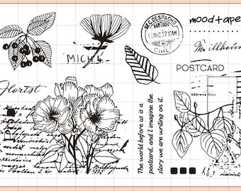 Plant postcard Clear Rubber Stamp/flowers Clear Stamp/wildflower transparent clear stamp/ clear stamp/tree clear stamp