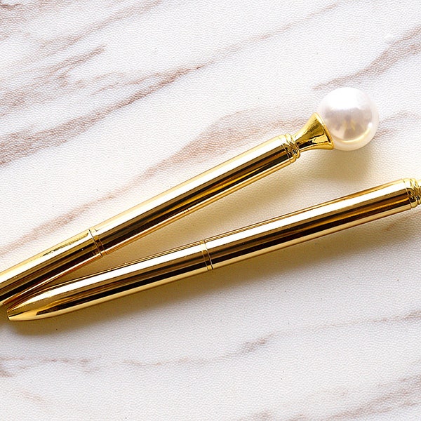 Gold pen with big pearl /pearl pens