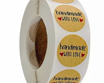 Handmade with love stickers, bakery stickers, packaging stickers labels, handmade packaging supplies, business stickers
