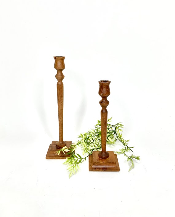 Vintage Candlestickswood Candle Holders Etsy