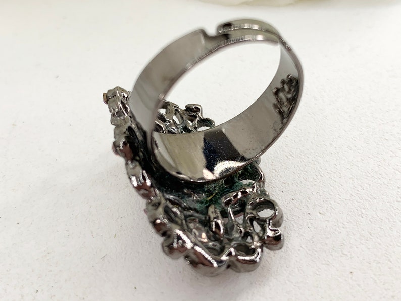 Rhinestone Bead Ring Statement Ring Vintage Ring Unique Vintage Ring Sized 8.75