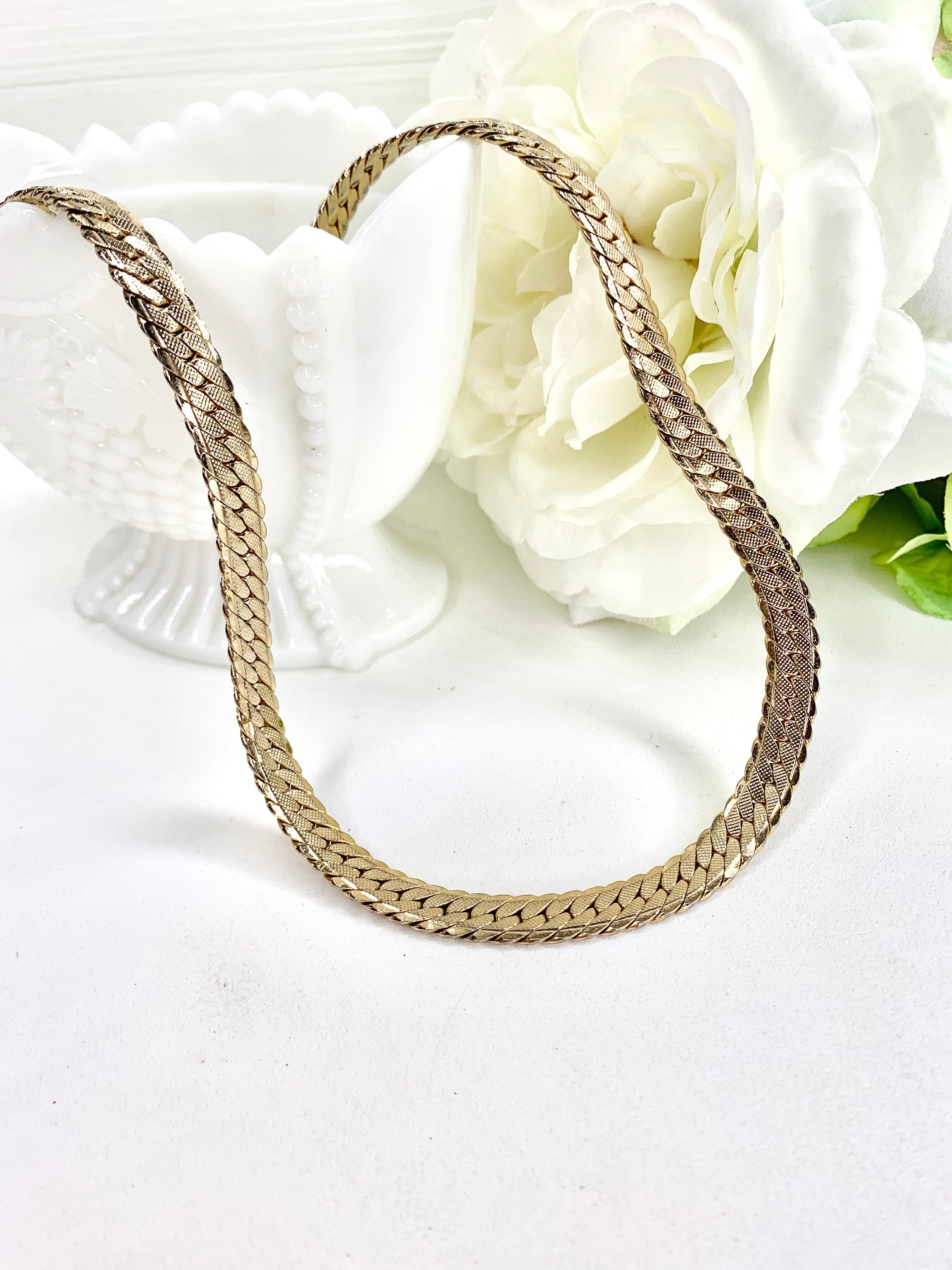 Gold Serpentine Necklace Vintage Serpentine Necklace Gold in Etsy