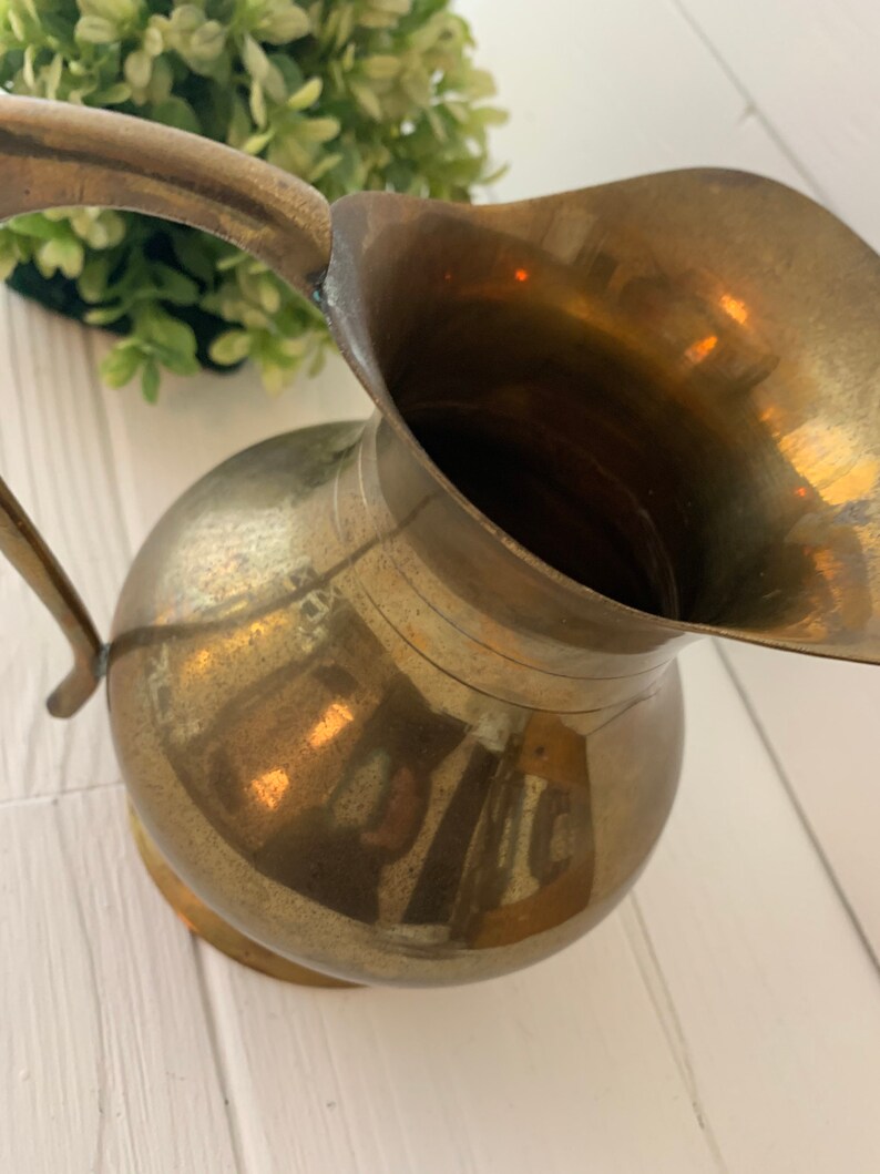 Vintage Pitcher Brass Pitcher Tarnished Brass