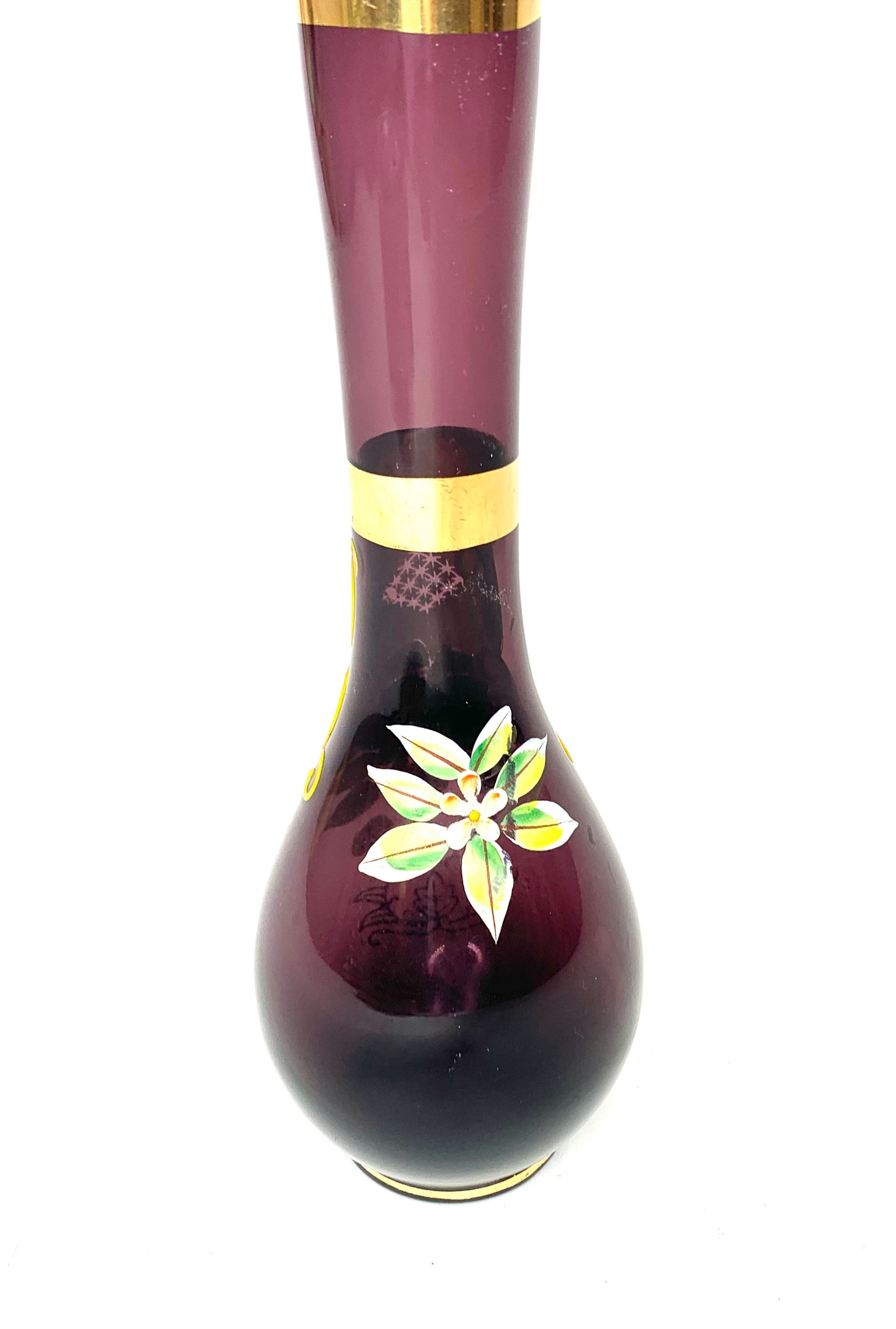 Glass Flower Vase Vintage Purple Vase Flowers Vintage Home Etsy