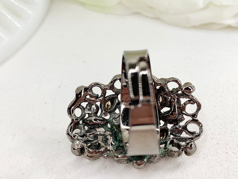 Rhinestone Bead Ring Statement Ring Vintage Ring Unique Vintage Ring Sized 8.75