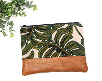 Rifle Paper Makeup Bag: Monstera Leaf/ Travel Pouch/ Vegan Leather