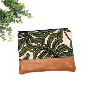 Geweer papieren make-up tas: Monstera Leaf/reisetui/veganistisch leer