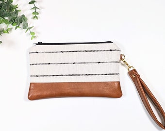 Minimalist Stripe Wristlet: Small Bag, Wristlet Clutch, Bridesmaid Gift, Phone Wristlet