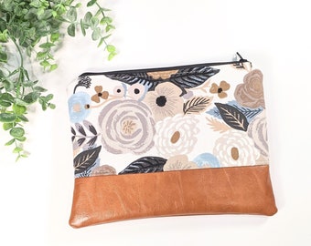 Rifle Paper Makeup Bag: Juliet Rose Taupe/ Travel Pouch/ Vegan Leather