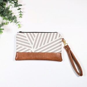 Gray and White Asymmetrical Wristlet: Small Bag, Wristlet Clutch, Bridesmaid Gift, Phone Wristlet
