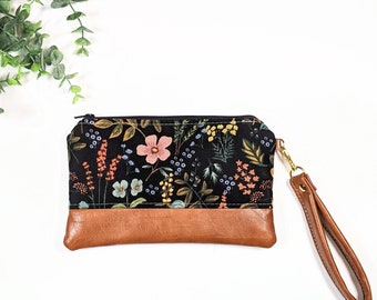 Rifle Paper Co Midnight Herb Garden Wristlet: Small Bag, Wristlet Clutch, Bridesmaid Gift, Phone Wristlet, Floral Bag