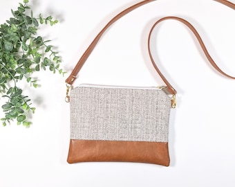 Small Crossbody Bag/ Classic Gray / Vegan Leather/ Boho Crossbody/