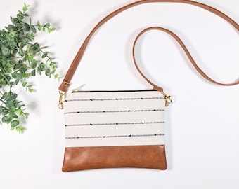 Small Crossbody Bag/ Minimalist Stripe/ Vegan Leather/ Boho Crossbody/