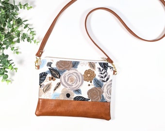 Mała torebka typu crossbody/ papier karabinowy w kolorze taupe Juliet Rose/ skóra wegańska/ torebka typu crossbody w stylu boho/