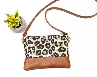 Small Crossbody Bag/ Leopard Print/ Vegan Leather/ Animal Print Bag