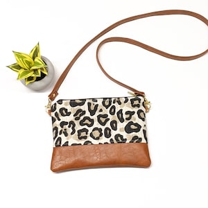 Small Crossbody Bag/ Leopard Print/ Vegan Leather/ Animal Print Bag