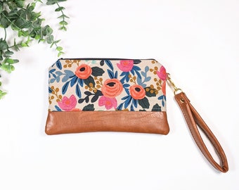 Rifle Paper Co Les Fleurs Wristlet: Small Bag, Wristlet Clutch, Bridesmaid Gift, Phone Wristlet, Floral Bag