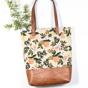 Rifle Paper Co Citrus Tote - Flower Tote Bag, Large Vegan Bag, Teacher Bag, Work Bag, Rifle Paper Tote Bag