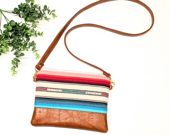 Small Crossbody Bag/ Southwest Bag/ Vegan Leather/ Boho Crossbody/ Serape Bag