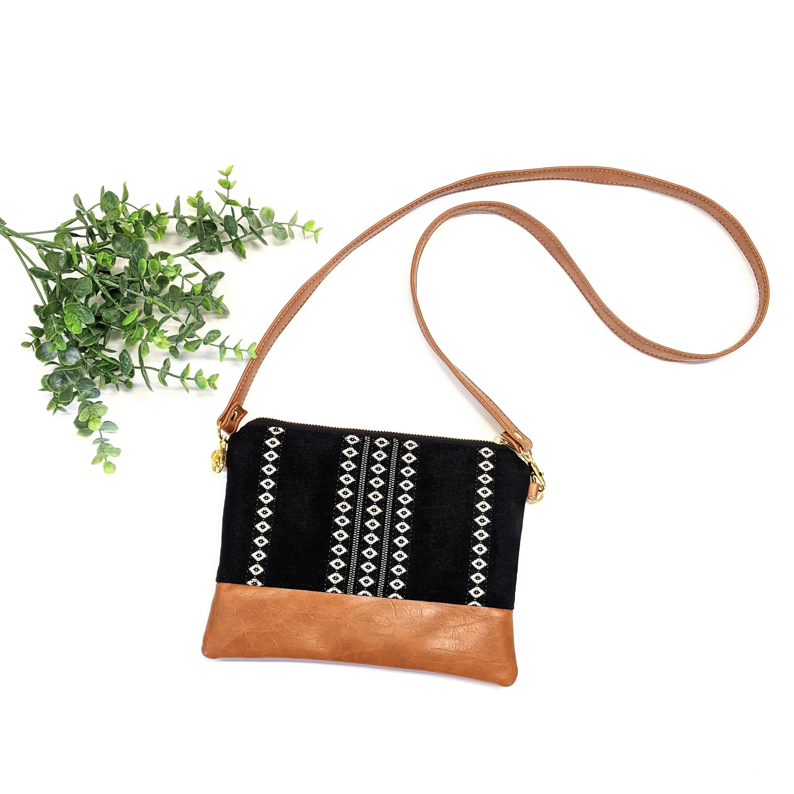 Small Crossbody Bag/ Black and White/ Vegan Leather/ Southwest Etsy