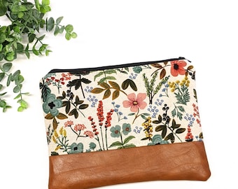 Rifle Paper Makeup Bag: Cream Amalfi Herb Garden/ Travel Pouch/ Vegan Leather