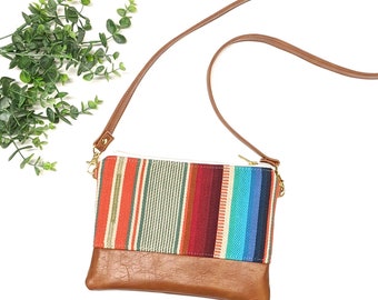 Small Crossbody Bag/ Southwest Bag/ Vegan Leather/ Boho Crossbody/ Serape Bag