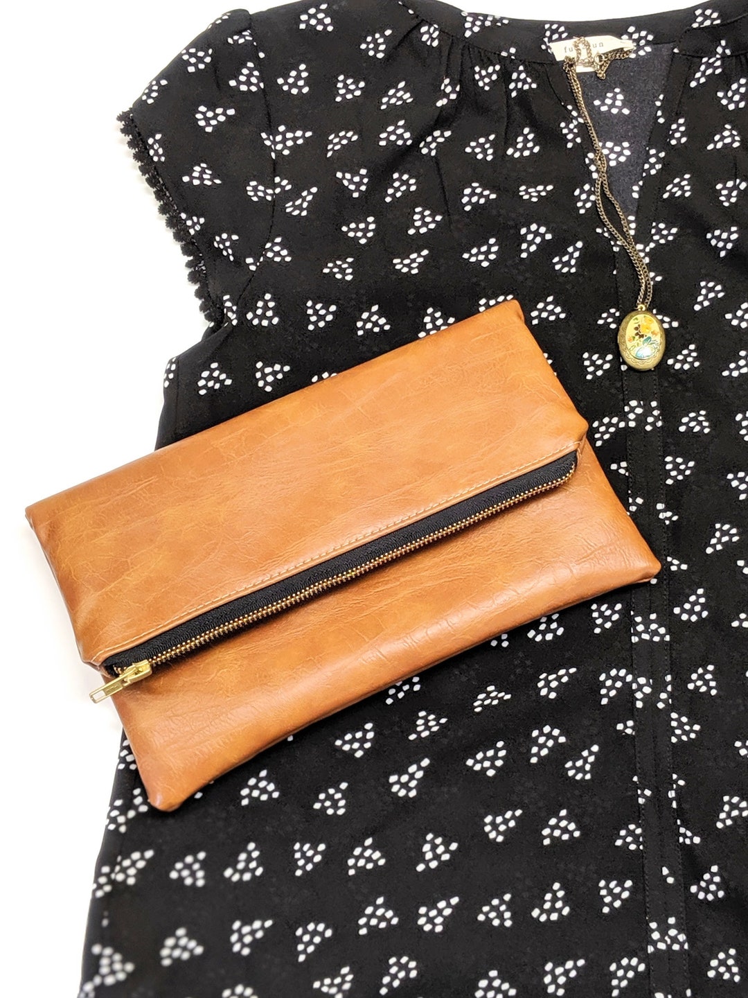 Vegan Leather Clutch in Silver