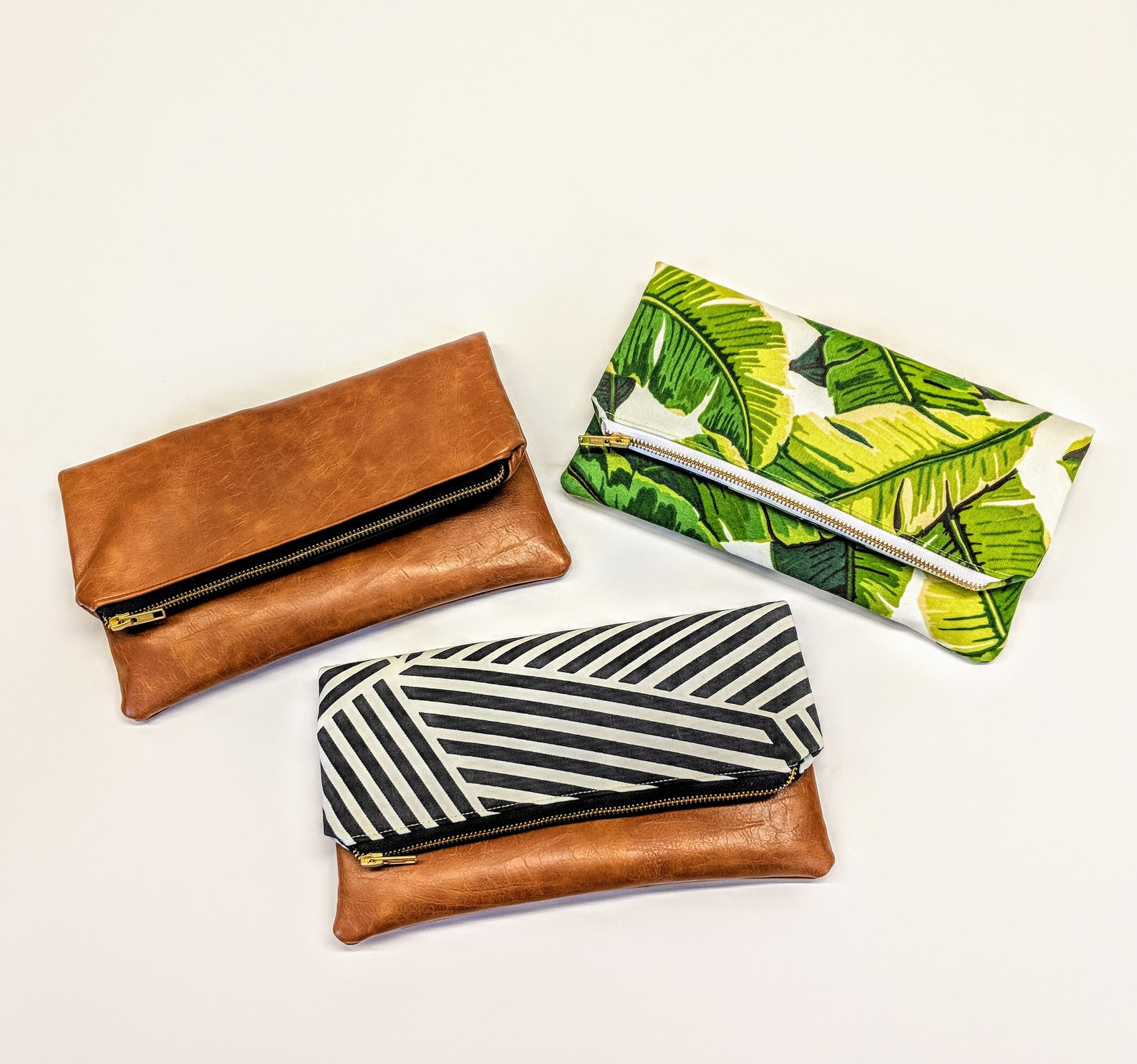 Brown Vegan Leather Clutch Fold Over Clutch Vegan Leather Etsy