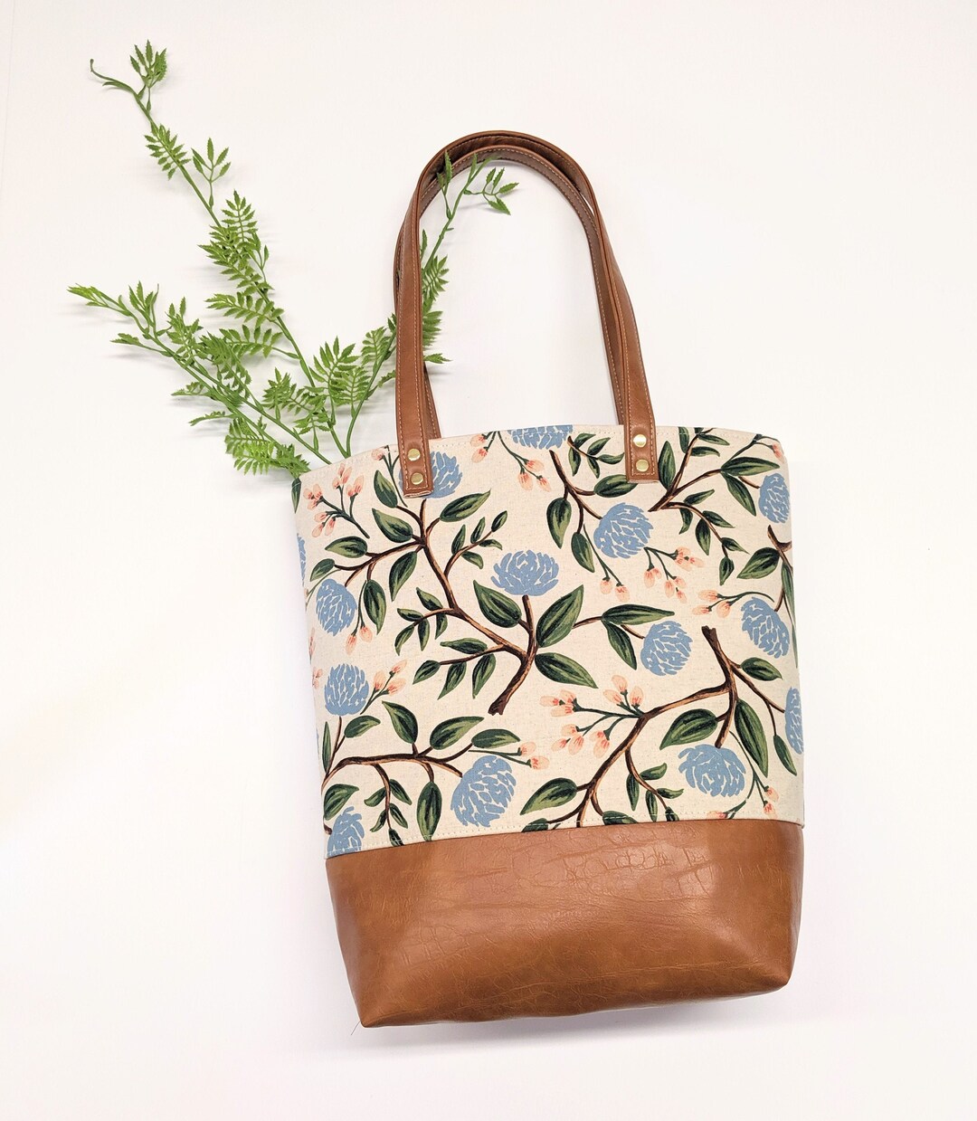 Rifle Paper Co Blue Peony Tote Flower Tote Bag Large Vegan - Etsy