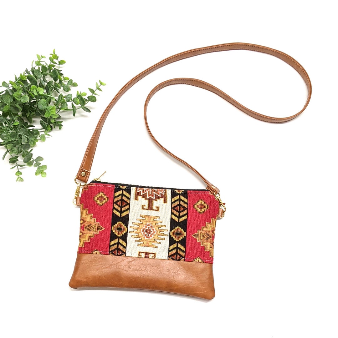 Small Crossbody Bag/ Southwest Bag/ Vegan Leather/ Boho Crossbody/ Etsy