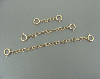 Gold Chain Extender, Gold Spring Clasp/ clasp for necklace bracelet anklet / safety chain/ double catch extender, 14K Gold filled extender