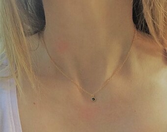 Black CZ Gold Necklace, Layering necklace, Minimalist necklace, Simple necklace, Black CZ Necklace, 14K Gold Filled necklace
