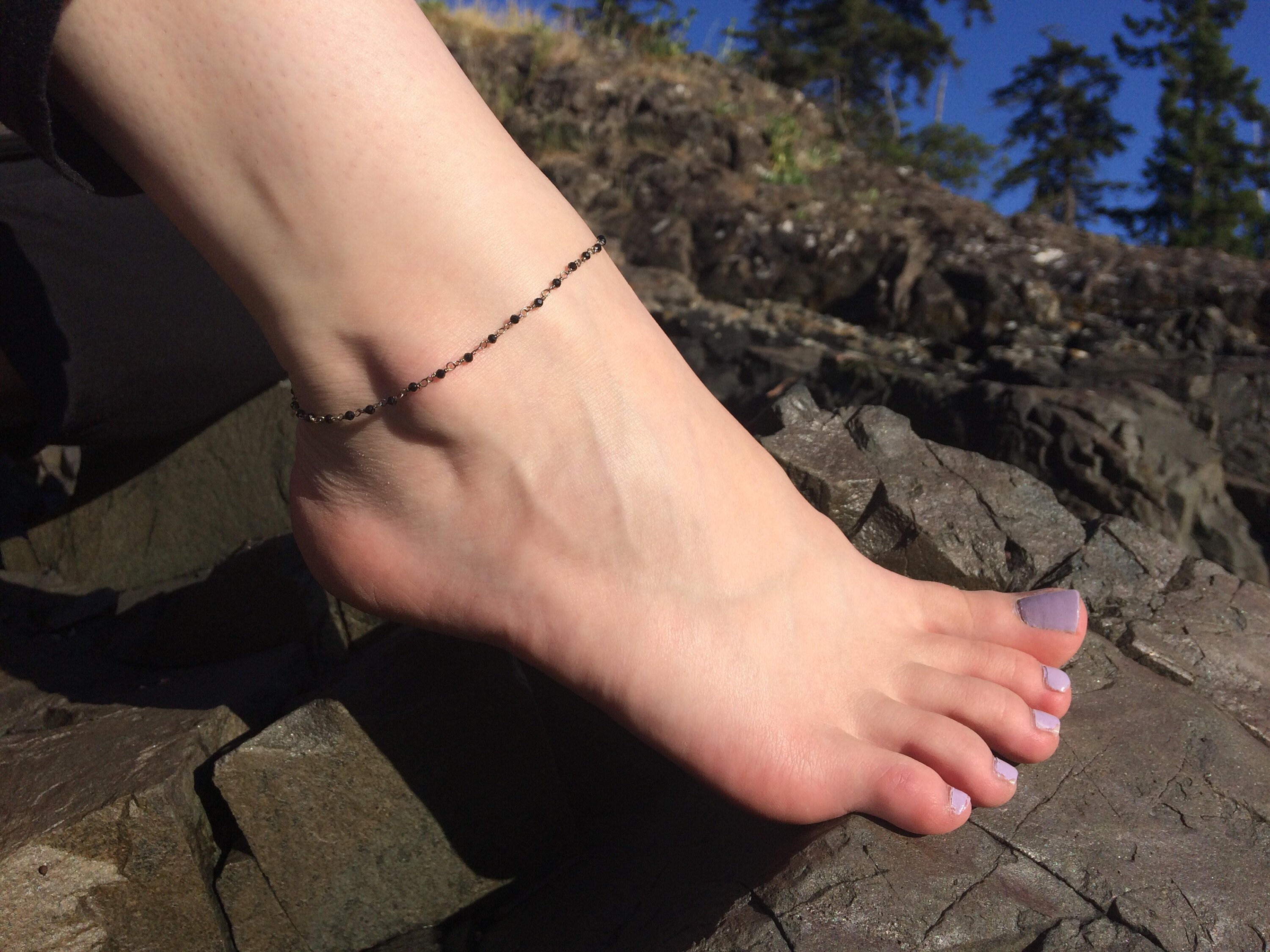 stone anklets silver