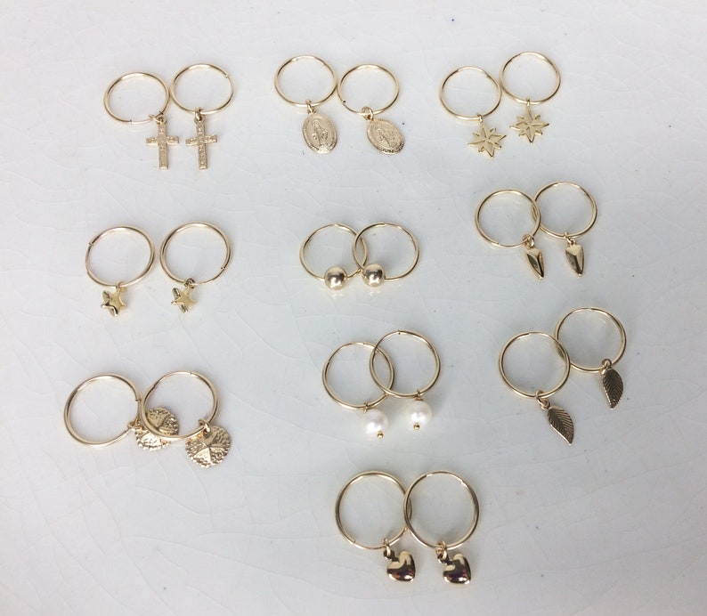 Gold Hoop Earrings Small Charm hoop earrings 14K Gold Fill Etsy