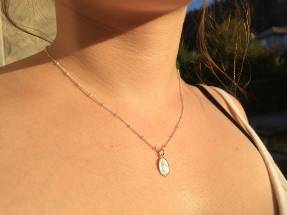 Tiny Silver Medallion Necklace Coin 