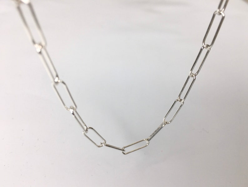 Sterling silver paperclip chain necklace Rectangle link Etsy