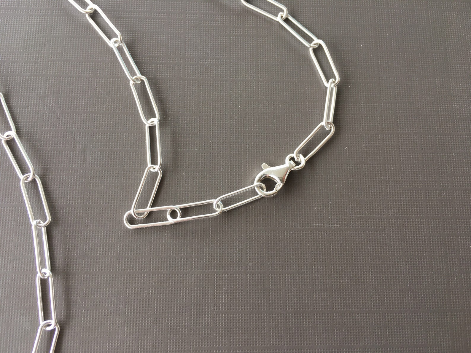 Sterling Silver Paperclip Chain Necklace Rectangle Link Etsy